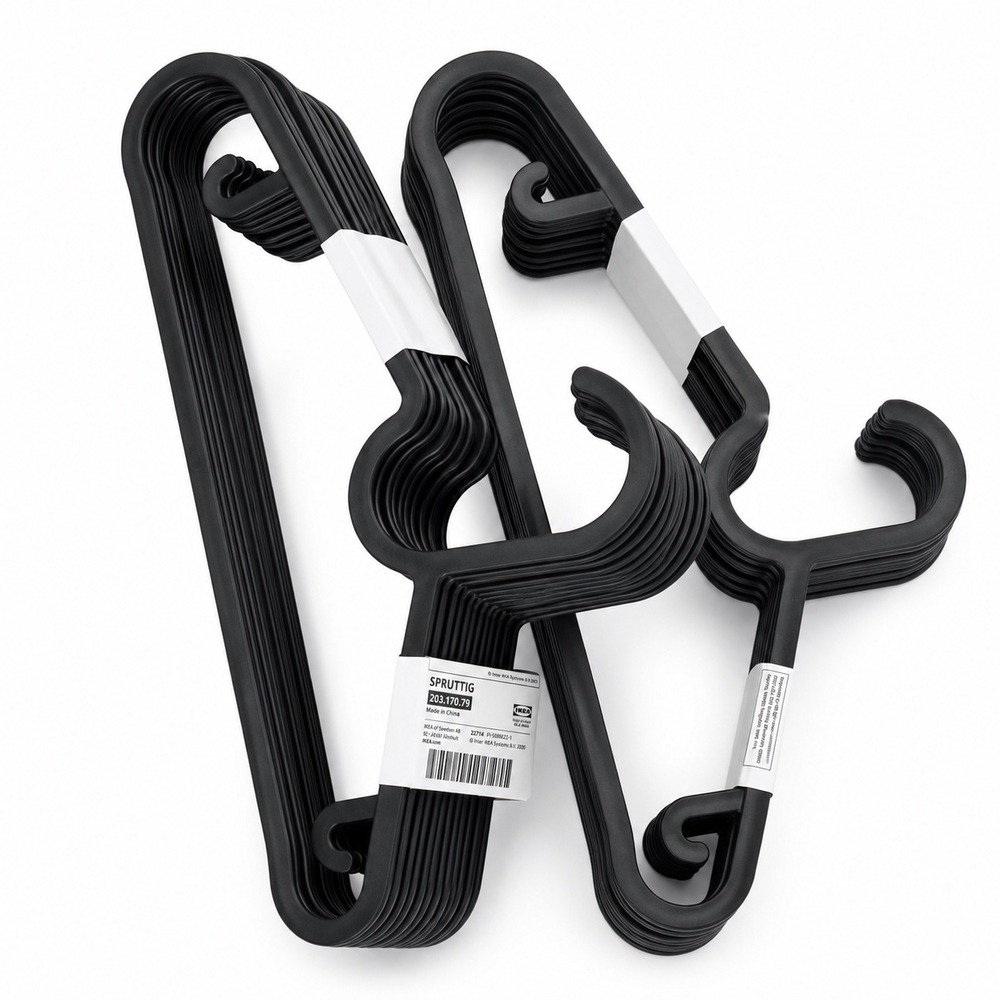 IKEA‎ SPRUTTIG Black Plastic Hangers 20  Clothes Hangers 203.170.79